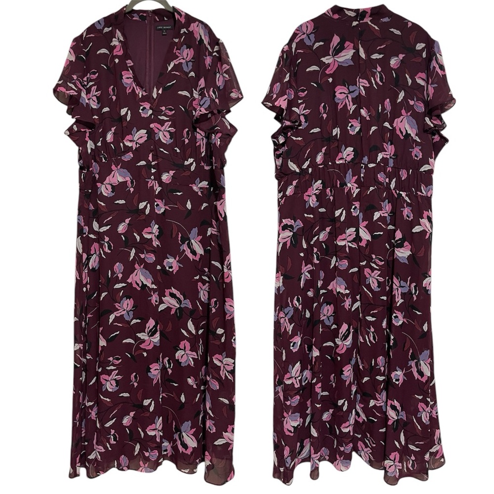 Lane Bryant Whispering Floral Midi Dress With Button Detail Size 26